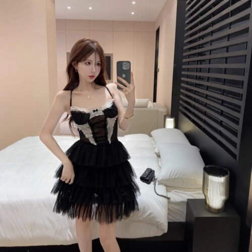 16014#Black Strapless Corset-Style Mini Dress