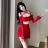 16020# Red Crisscross Cutout Bodycon Dress