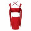 16020# Red Crisscross Cutout Bodycon Dress