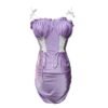 16025#Lavender Purple Strapless Mini Dress — White Lace Corset Style Bodycon Party Dress