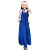 16057#Cobalt Blue Sleeveless Maxi Dress — Square Neck with Self-Tie Straps