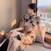 16078#Modern Ink Wash Print Qipao — Short & Midi Slim-Fit Cheongsam