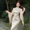 16084#Elegant Floral Qipao — Modern Slim-Fit Cheongsam Maxi Dress
