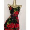 16088#Black & Red Floral Cut-Out Maxi Dress
