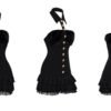 16090#Black Corset-Style Ruffled Mini Dress