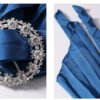 16091#Blue Crinkle Halter Backless Bodycon Mini Dress