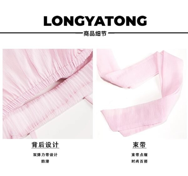 16092#Pink Off-Shoulder Ruffled Babydoll Mini Dress