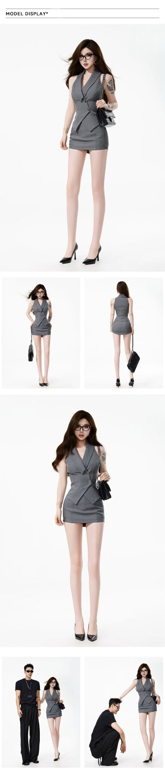 微信图片_20260827011311_1204_8 16097#Gray Sleeveless Ruched Collared Mini Dress