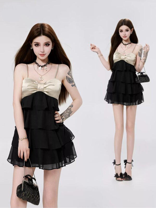 16098#Black Strapless Lace Ruffled Tiered Mini Dress