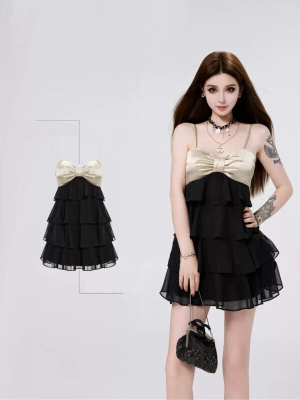 16098#Black Strapless Lace Ruffled Tiered Mini Dress