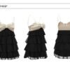 16098#Black Strapless Lace Ruffled Tiered Mini Dress