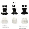 160101#Black Strapless Corset Top & White Ruffled Mini Skirt Set