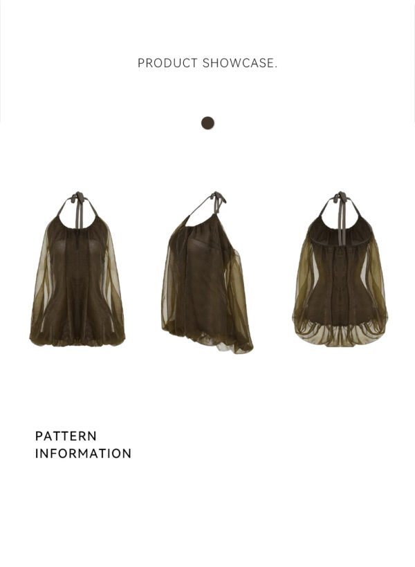 160102#Olive Green Halter Neck Flowy Mini Dress