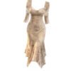 160108#Beige Ruched Halter Sleeveless Bodycon Mini Dress