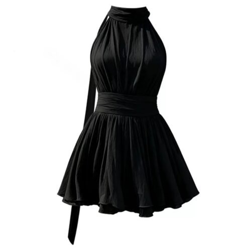 微信图片_20260827013803_1309_8 16109#Halter Neck Ruffled Mini Dress — White / Black