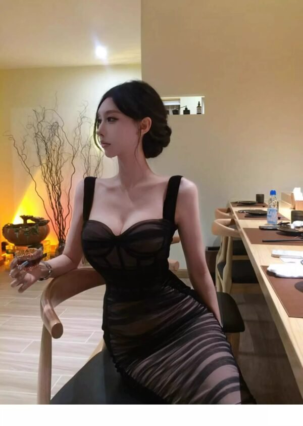 16110#Dark Brown Strapless Mesh Panel Ruched Bodycon Mini Dress