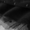 160117#Black Swiss Dot Puff-Sleeve Babydoll Mini Dress