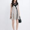 微信图片_20260827015405_1376_8 160118#Houndstooth Sleeveless A-Line Mini Dress with Black Trim