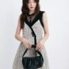 微信图片_20260827015424_1379_8 160118#Houndstooth Sleeveless A-Line Mini Dress with Black Trim