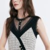 微信图片_20260827015431_1380_8 160118#Houndstooth Sleeveless A-Line Mini Dress with Black Trim