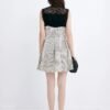 微信图片_20260827015437_1381_8 160118#Houndstooth Sleeveless A-Line Mini Dress with Black Trim