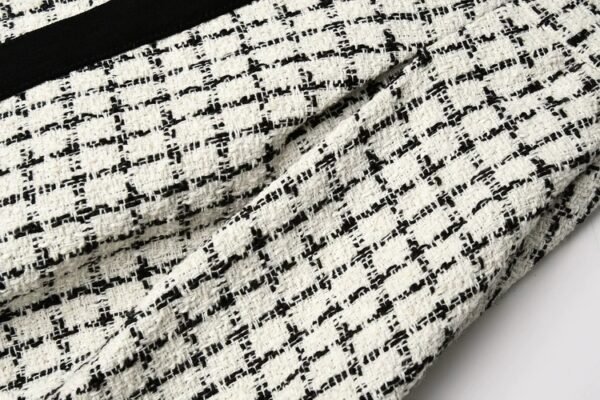 微信图片_20260827015508_1384_8 160118#Houndstooth Sleeveless A-Line Mini Dress with Black Trim
