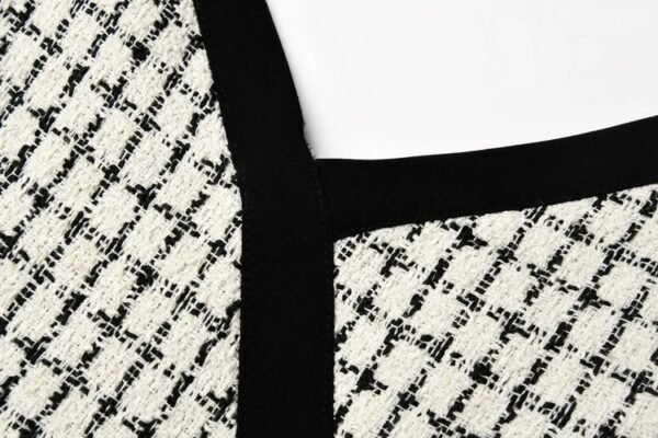 微信图片_20260827015514_1385_8 160118#Houndstooth Sleeveless A-Line Mini Dress with Black Trim