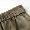 160119#Olive Green Satin Drawstring Top & Wide-Leg Pants Two-Piece Set