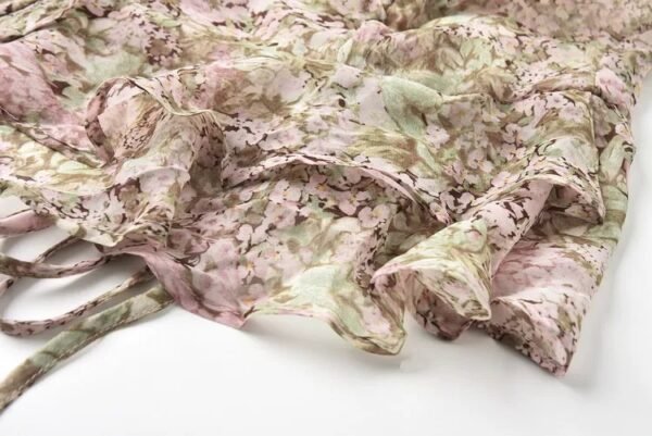 160120#Soft Pink Floral V-Neck Ruffled Mini Dress
