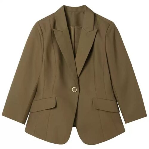 160121#Olive Green Single-Breasted Short Blazer