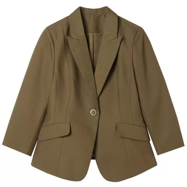 160121#Olive Green Single-Breasted Short Blazer