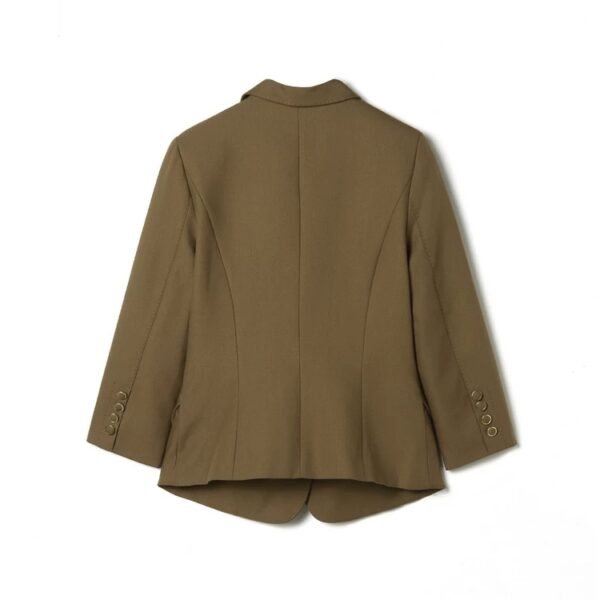 160121#Olive Green Single-Breasted Short Blazer