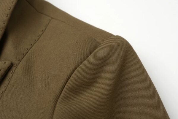 160121#Olive Green Single-Breasted Short Blazer
