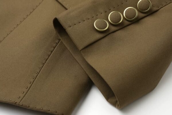 160121#Olive Green Single-Breasted Short Blazer