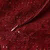 160122#Burgundy Red Lace Short-Sleeve A-Line Midi Dress