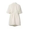 160124#White Wrap-Front Blazer Dress with Decorative Waist Button