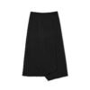 160136#black  Sheer Blouse & Black Midi Skirt Two-Piece Set （125）