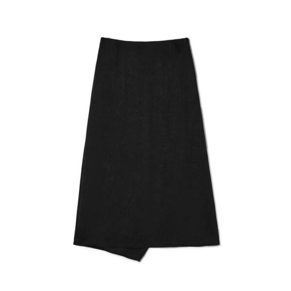 160136#black  Sheer Blouse & Black Midi Skirt Two-Piece Set （125）
