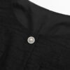 160126#Black Textured Button-Down Short-Sleeve A-Line Mini Dress