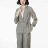 160127#Olive Green Three-Piece Suit — Vest, Drawstring Blazer & Wide-Leg Trousers