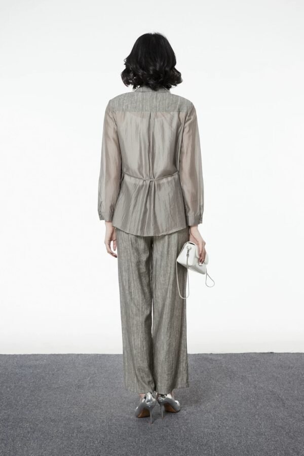 160127#Olive Green Three-Piece Suit — Vest, Drawstring Blazer & Wide-Leg Trousers