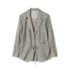 160127#Olive Green Three-Piece Suit — Vest, Drawstring Blazer & Wide-Leg Trousers