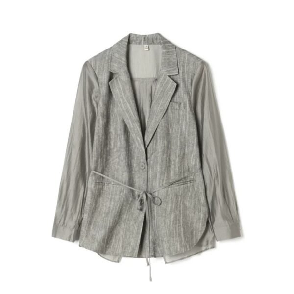 160127#Olive Green Three-Piece Suit — Vest, Drawstring Blazer & Wide-Leg Trousers