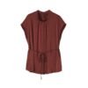 160128#Rust Red Sleeveless Top & Flared Midi Skirt Two-Piece Set