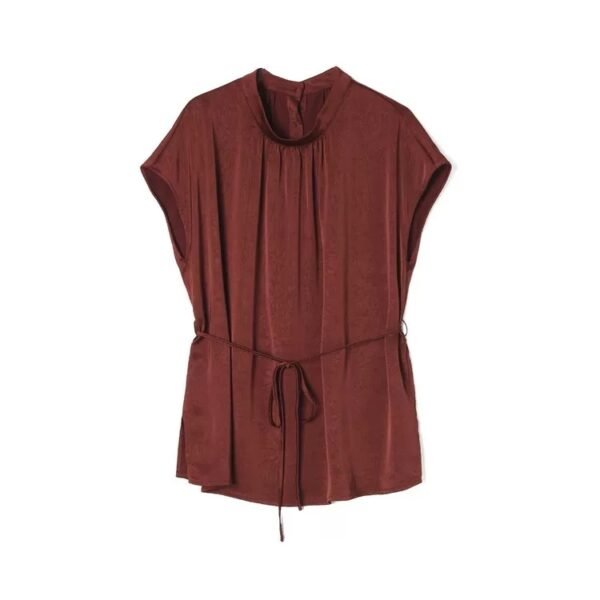 160128#Rust Red Sleeveless Top & Flared Midi Skirt Two-Piece Set