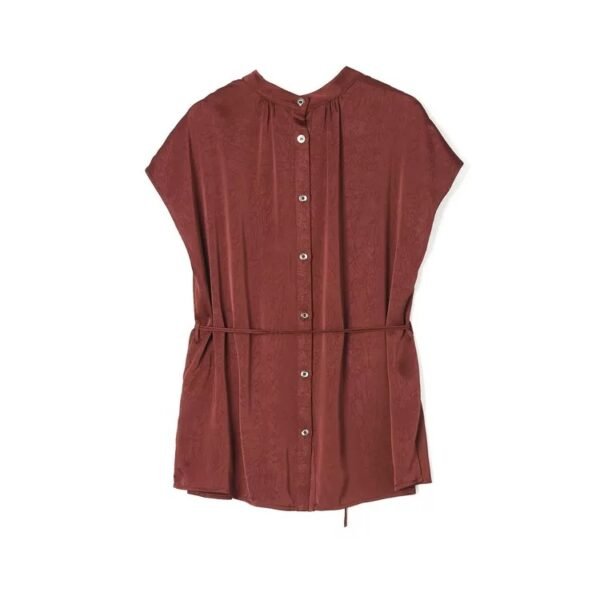 160128#Rust Red Sleeveless Top & Flared Midi Skirt Two-Piece Set