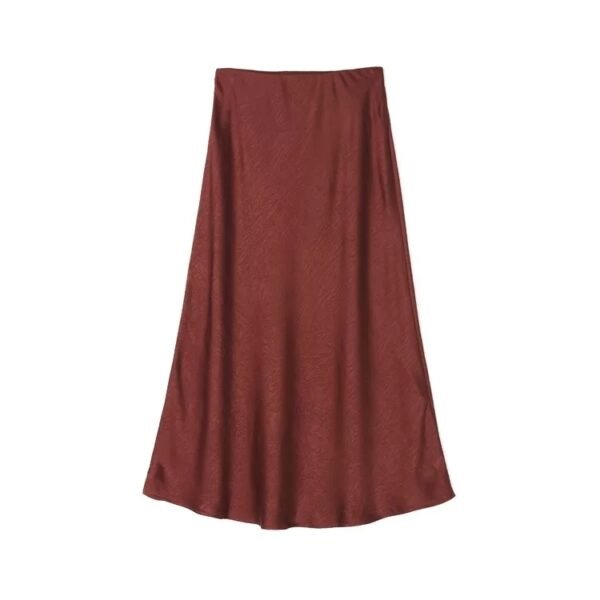160128#Rust Red Sleeveless Top & Flared Midi Skirt Two-Piece Set