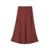 160128#Rust Red Sleeveless Top & Flared Midi Skirt Two-Piece Set