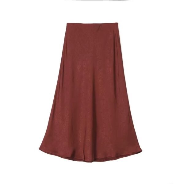 160128#Rust Red Sleeveless Top & Flared Midi Skirt Two-Piece Set