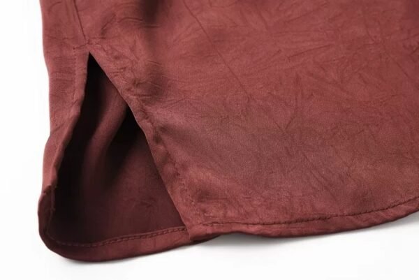 160128#Rust Red Sleeveless Top & Flared Midi Skirt Two-Piece Set